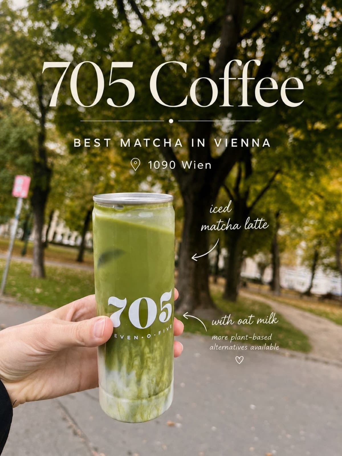 Iced matcha latte from 705 Coffee, Vienna